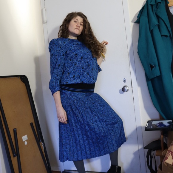 Blue vintage two piece set size 10 - Picture 8 of 10